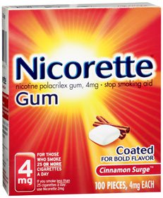 Nicorette Stop Smoking Aid Gum 4 mg Cinnamon Surge-Stop Smoking Aid Nicorette 4 mg Strength Gum