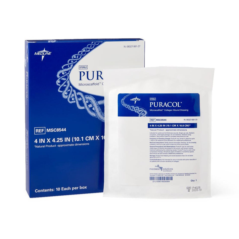 Puracol� Collagen Dressing, 4 x 4� Inch-Collagen Dressing Puracol� 4 X 4-1/4 Inch Rectangle Sterile