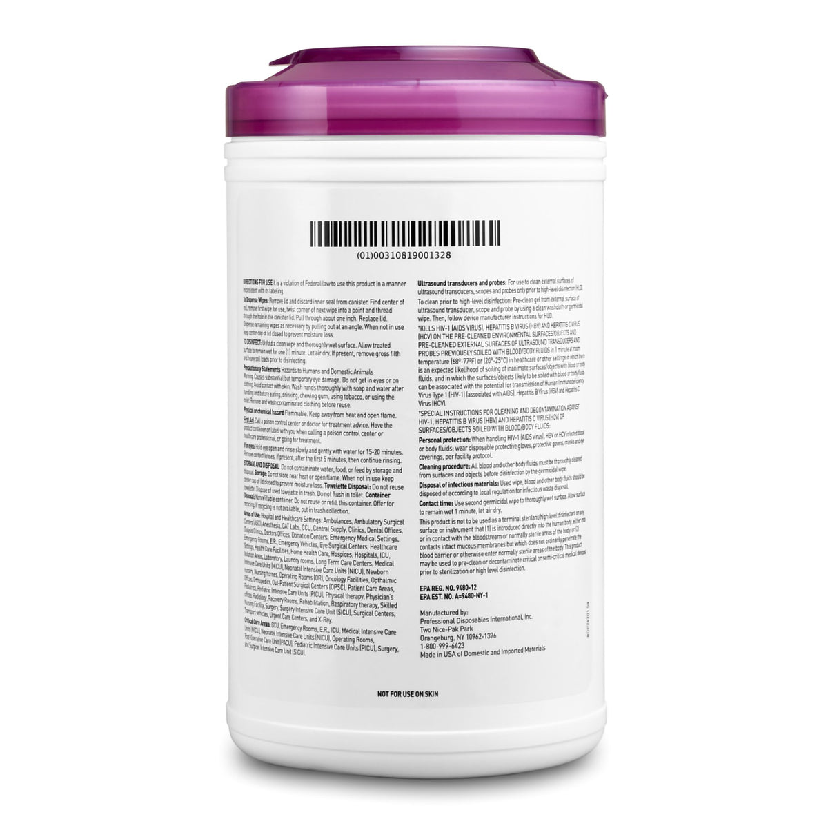 Sani-Cloth® Prime Extra Large Germicidal Disinfectant Wipes, 7.5 x 15 Inch - Housekeeping>Cleaners and Disinfectants - Pro...