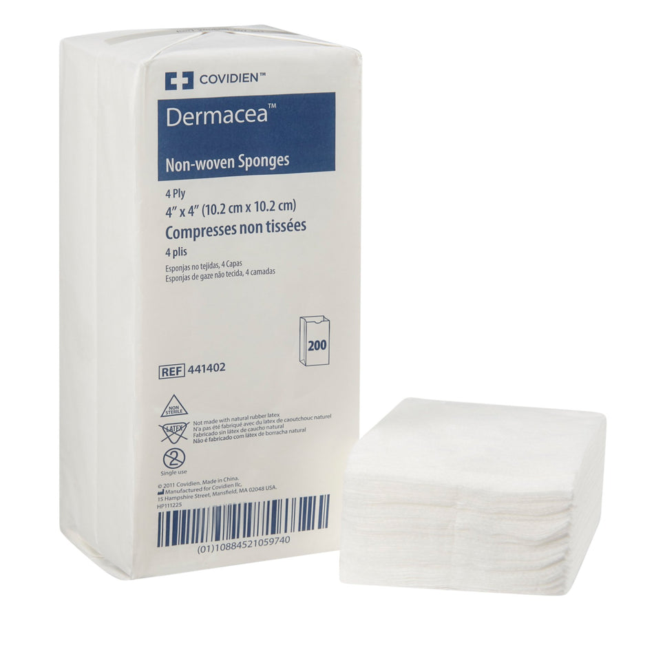 Dermacea� Nonwoven Sponge, 4 x 4 Inch, 4-Ply-Nonwoven Sponge Dermacea� 4 X 4 Inch 4-Ply NonSterile 200 per Pack
