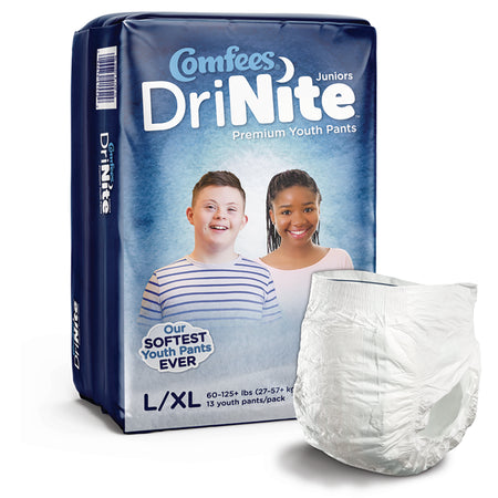Comfees DriNite Juniors Absorbent Underwear, Large / Extra Large-Unisex Youth Absorbent Underwear Comfees DriNite Juniors Pull On with Tear Away Seams Large / X-Large Disposable Heavy Absorbency
