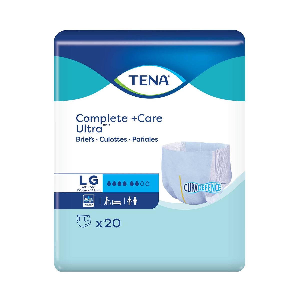 TENA Complete +Care Ultra™ Briefs with CurvDefence™, Large - Incontinence>Adult Briefs and Protective Undergarments - Essi...