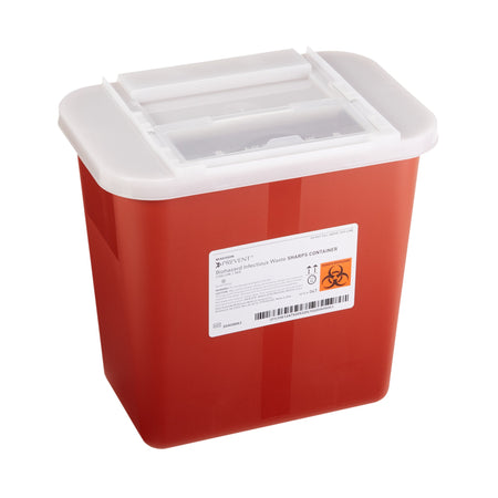 McKesson Prevent Sharps Container, 2 Gallon, 10-1/4 x 7 x 10-1/2 Inch-Sharps Container McKesson Prevent Red Base 10-1/4 H X 7 W X 10-1/2 D Inch Horizontal Entry 2 Gallon