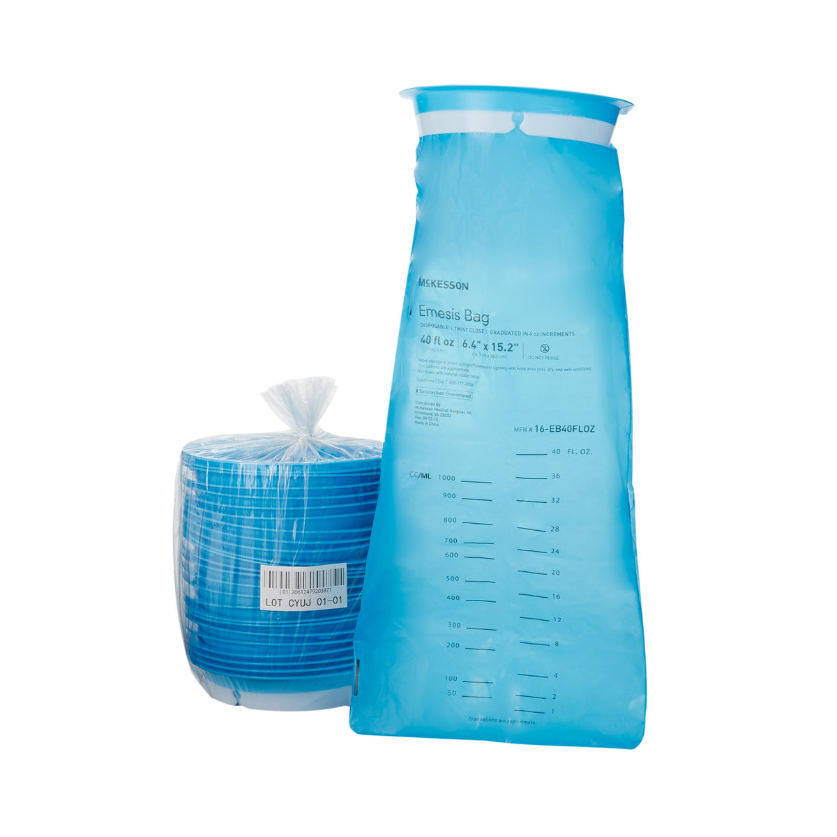 McKesson Emesis Bag-Emesis Bag McKesson 40 oz. Blue