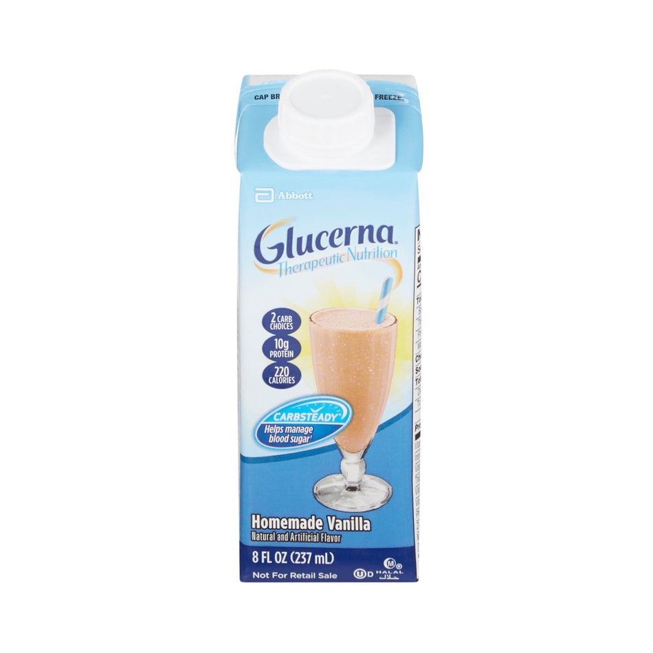 Glucerna Vanilla Therapeutic Nutrition Shake, 8-ounce carton-Oral Supplement Glucerna Therapeutic Nutrition Shake Vanilla Flavor Liquid 8 oz. Carton