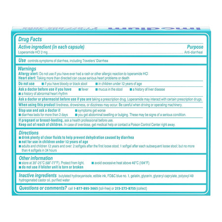 Imodium A-D Anti-Diarrheal Softgels-Anti-Diarrheal Imodium A-D 2 mg Strength Caplet 24 per Box