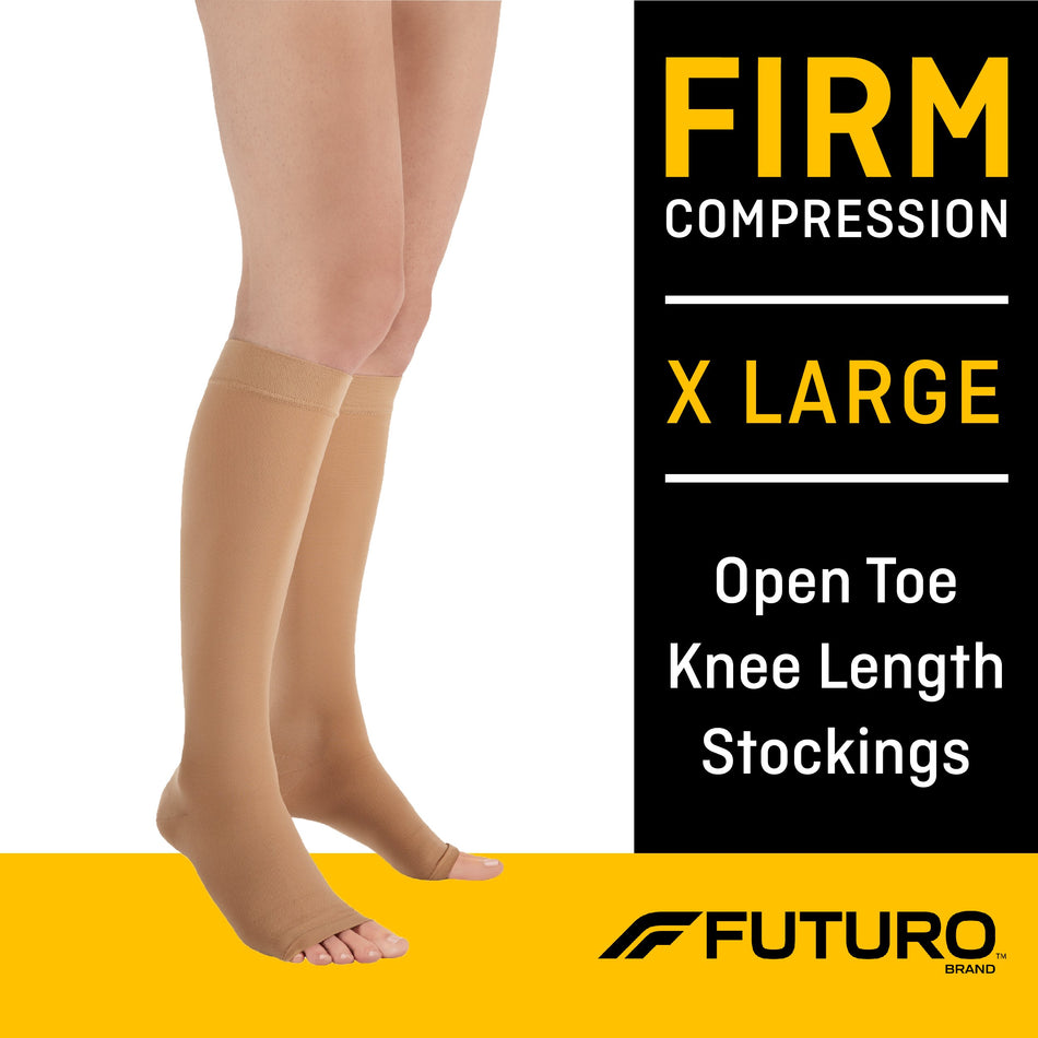 3M Futuro Therapeutic Knee Length Stockings, Beige, X-Large-Compression Stocking 3M Futuro Knee High X-Large Beige Open Toe