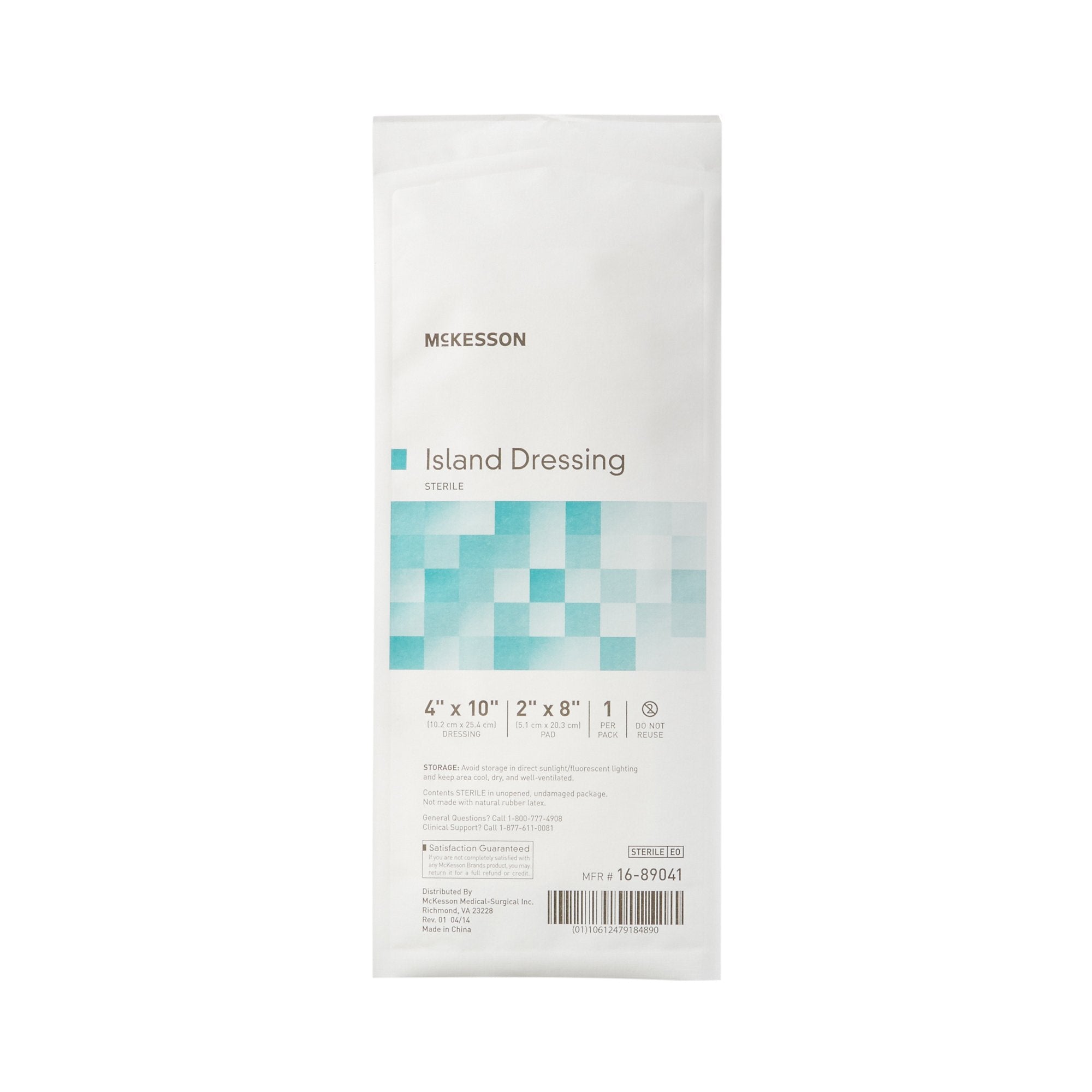McKesson White Adhesive Dressing, 4 x 10 Inch-Island Dressing McKesson 4 X 10 Inch Rectangle Sterile