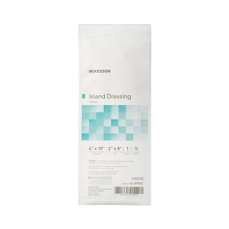 McKesson White Adhesive Dressing, 4 x 10 Inch-Island Dressing McKesson 4 X 10 Inch Rectangle Sterile