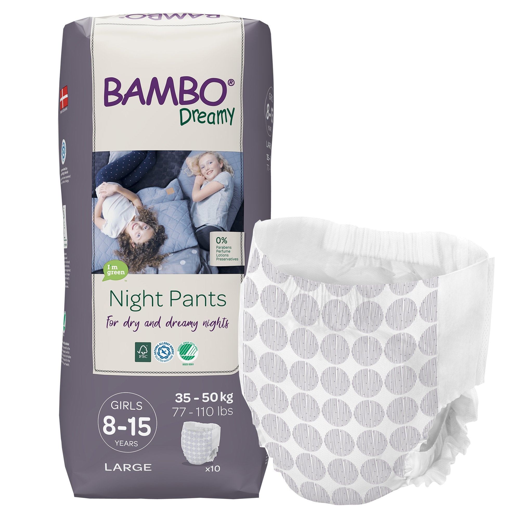 Bambo Dreamy Training Pants, For Girls 8 15 Years Old-Female Youth Training Pants Bambo Dreamy Night Pant Pull On with Tear Away Seams Size 8 to 15 Years Disposable Heavy Absorbency