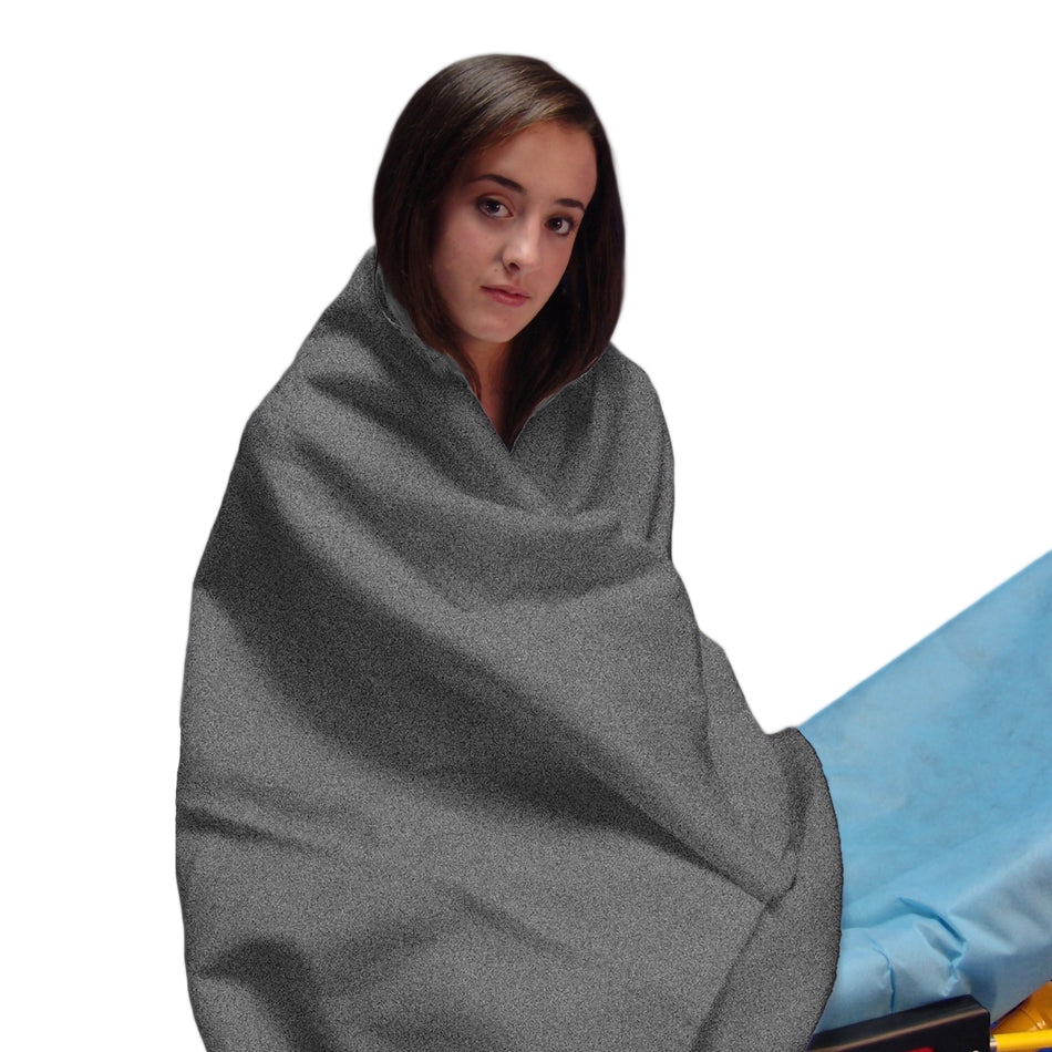 First Comfort Fleece Thermal Blanket, Gray, 40 x 80 Inch - Textiles>Blankets - Taylor Healthcare Products