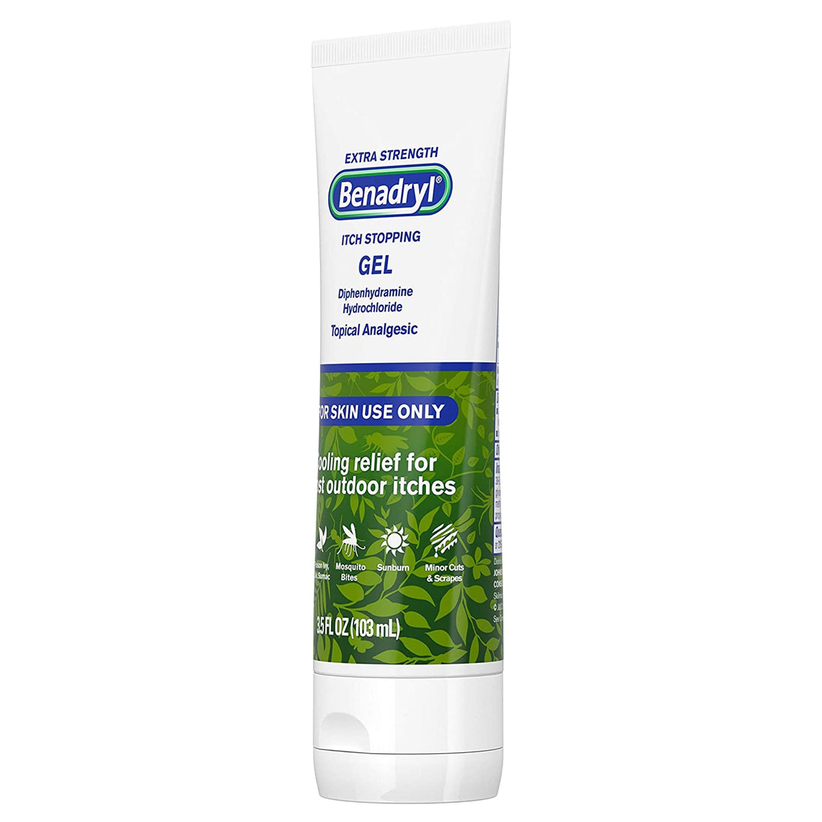 Benadryl Itch Stopping Diphenhydramine Hydrochloride Topical Analgesic Gel Extra Strength-Itch Relief Benadryl 2% Strength Gel 3.5 oz. Tube