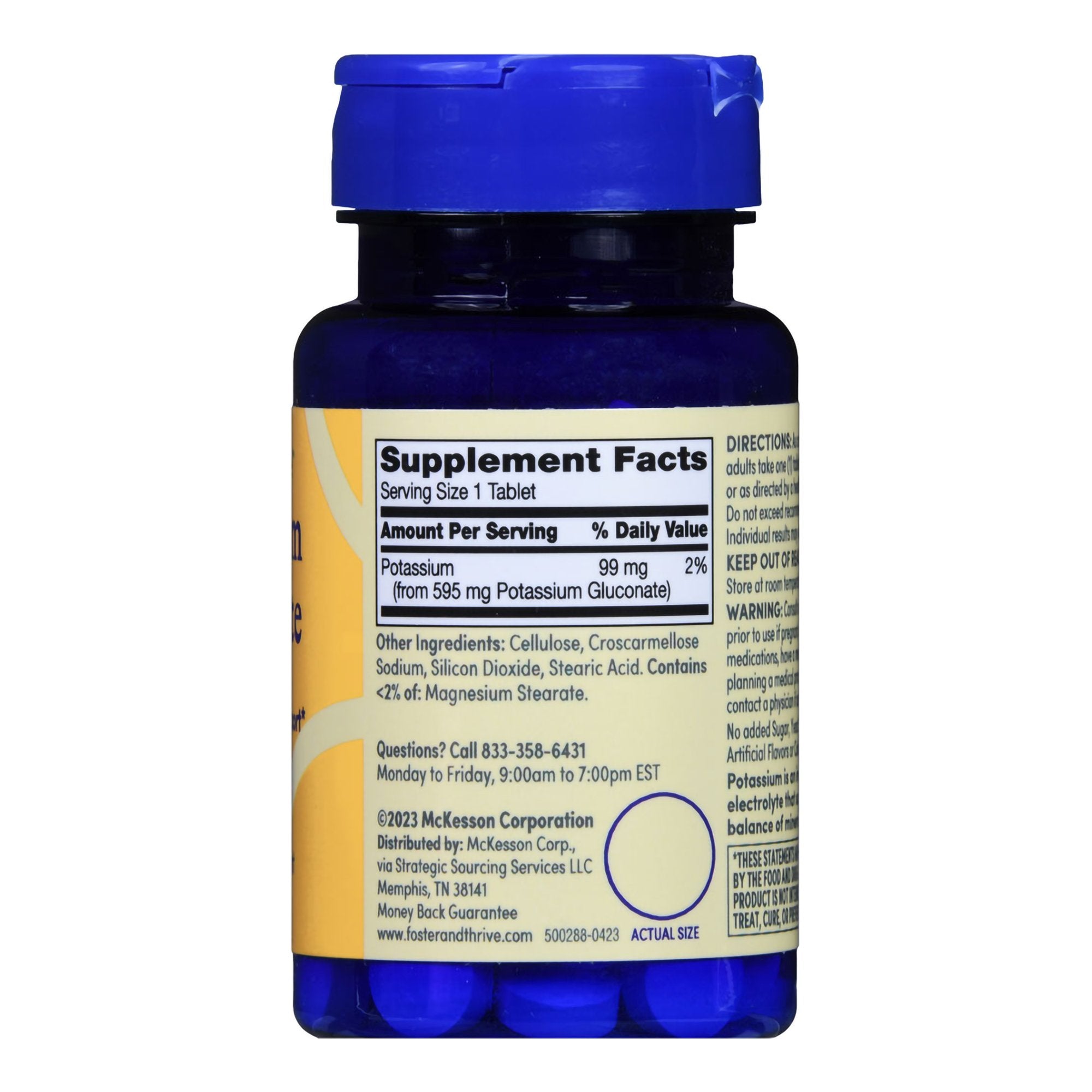 Foster & Thrive Potassium Gluconate 595 mg Tablets-Dietary Supplement Foster & Thrive Potassium Gluconate 99 mg Strength Tablet 100 per Bottle