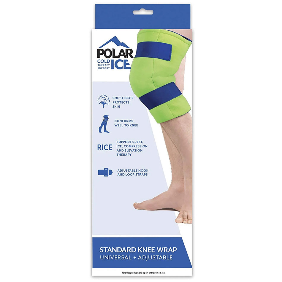 Polar Ice� Cold Pack with Wrap for Knee, Standard Size-Cold Pack with Wrap Polar Ice� Knee Standard 13 X 16 Inch Nylon / Polyester / Water Reusable