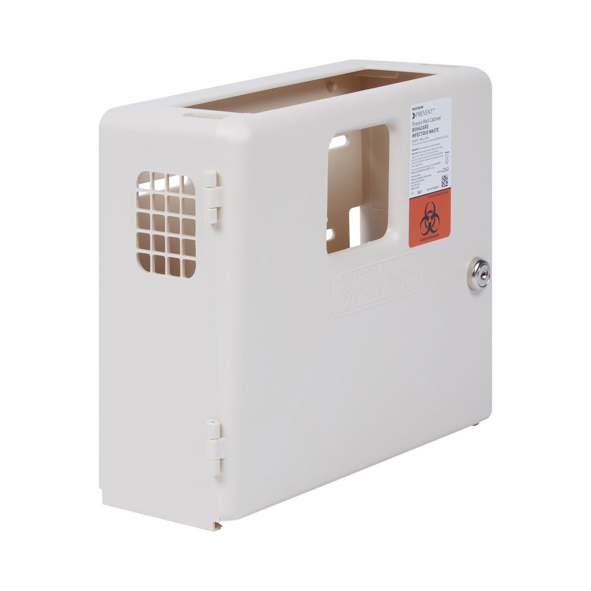 McKesson Prevent Sharps Collector Wall Cabinet, 12 x 4 x 10 Inch-Sharps Container Cabinet / Wall Enclosure McKesson Prevent High Impact Polystyrene Wall Mount Locking