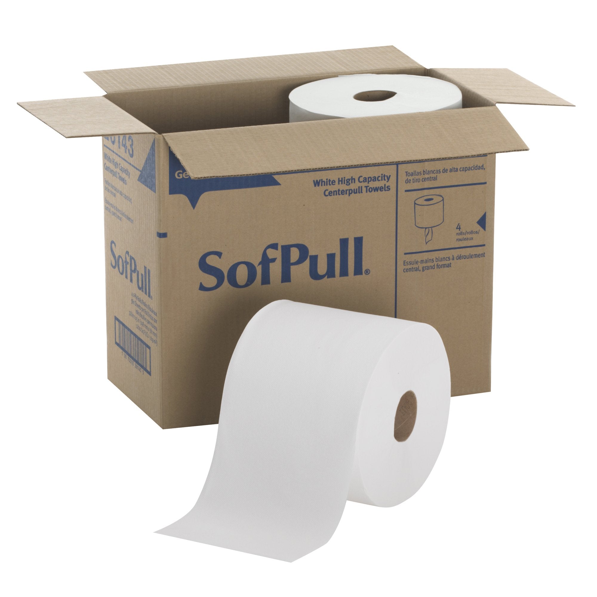 SofPull White Paper Towel, 8,400 Feet, 4 Rolls per Case-Paper Towel SofPull Perforated Center Pull Roll 7-4/5 X 15 Inch