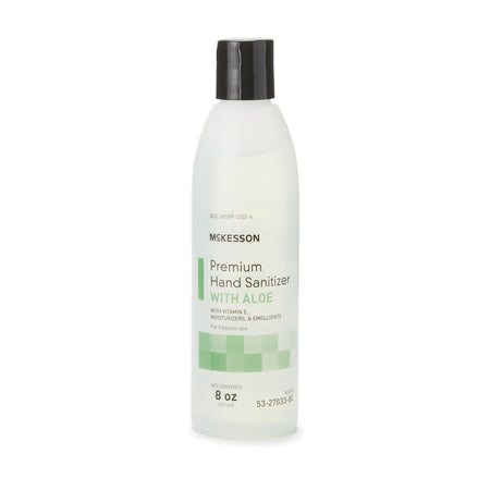 McKesson Premium Hand Sanitizer with Aloe, 8 oz.-Hand Sanitizer with Aloe McKesson Premium 8 oz. Ethyl Alcohol Gel Bottle