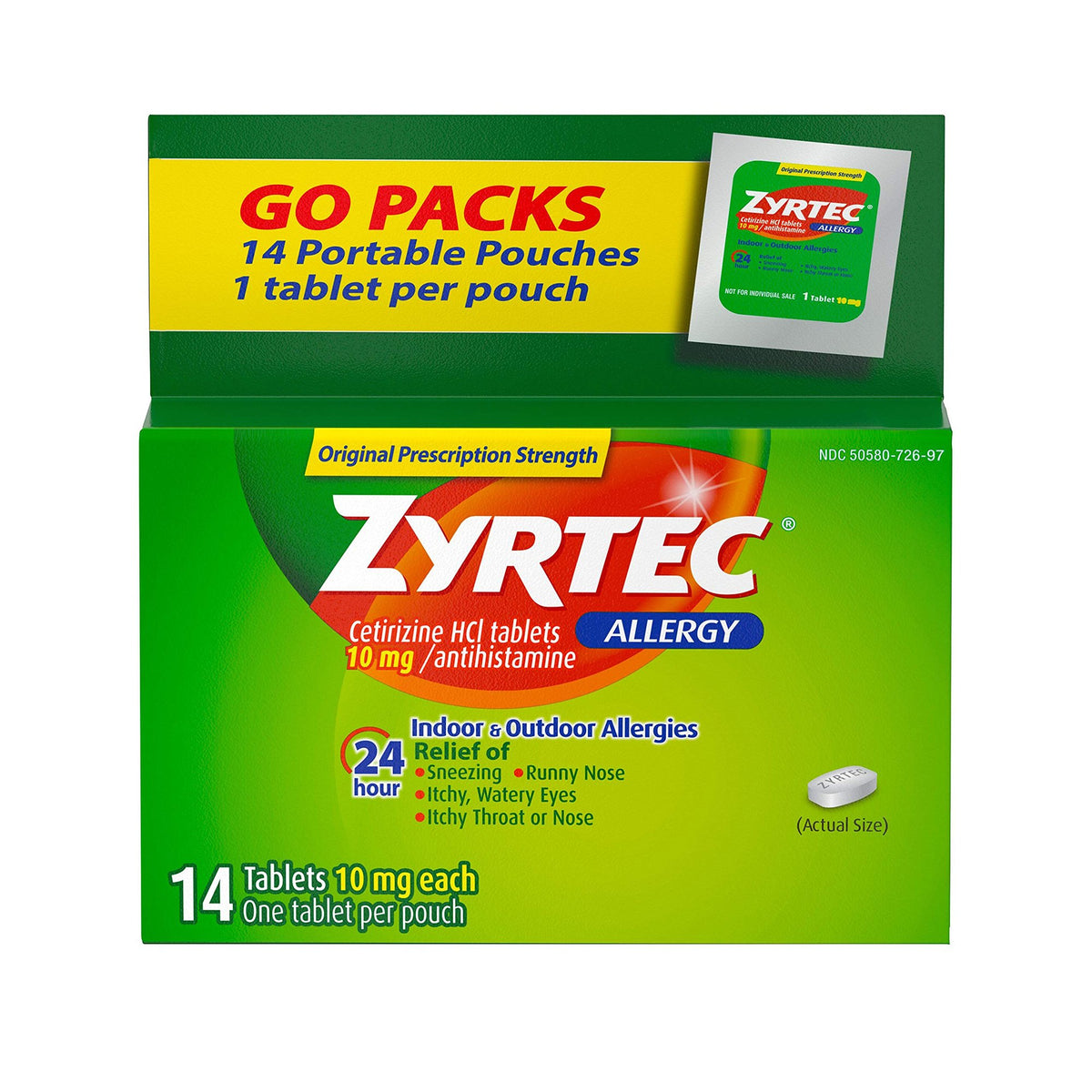 Zyrtec 24 Hour 10 mg Tablets-Allergy Relief Zyrtec 10 mg Strength Tablet 14 per Box
