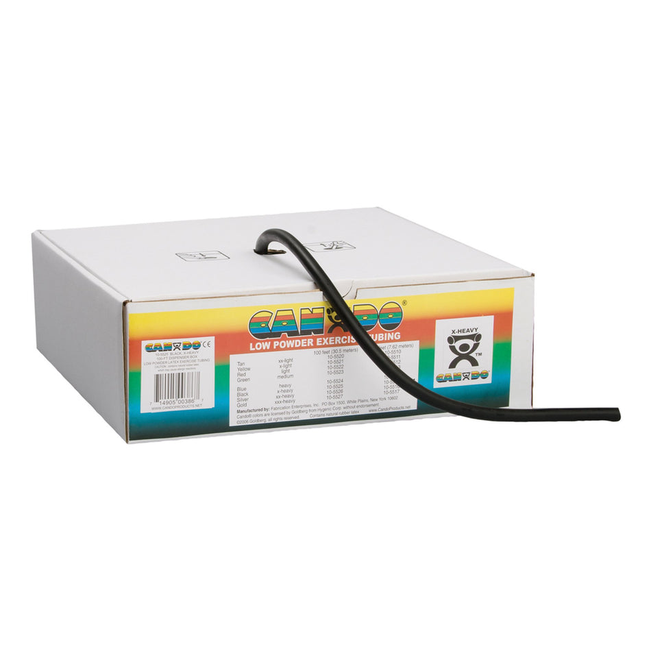 CanDo Low Powder Exercise Resistance Tubing, Black, 100 Foot Length, X-Heavy Resistance-Exercise Resistance Tubing CanDo Low Powder Black 100 Foot Length X-Heavy Resistance