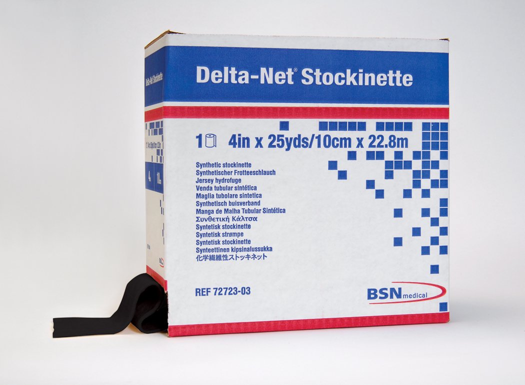 Delta-Net Black Synthetic Stockinette, 1 Inch x 25 Yard-Stockinette Tubular Delta-Net 1 Inch X 25 Yard Synthetic NonSterile