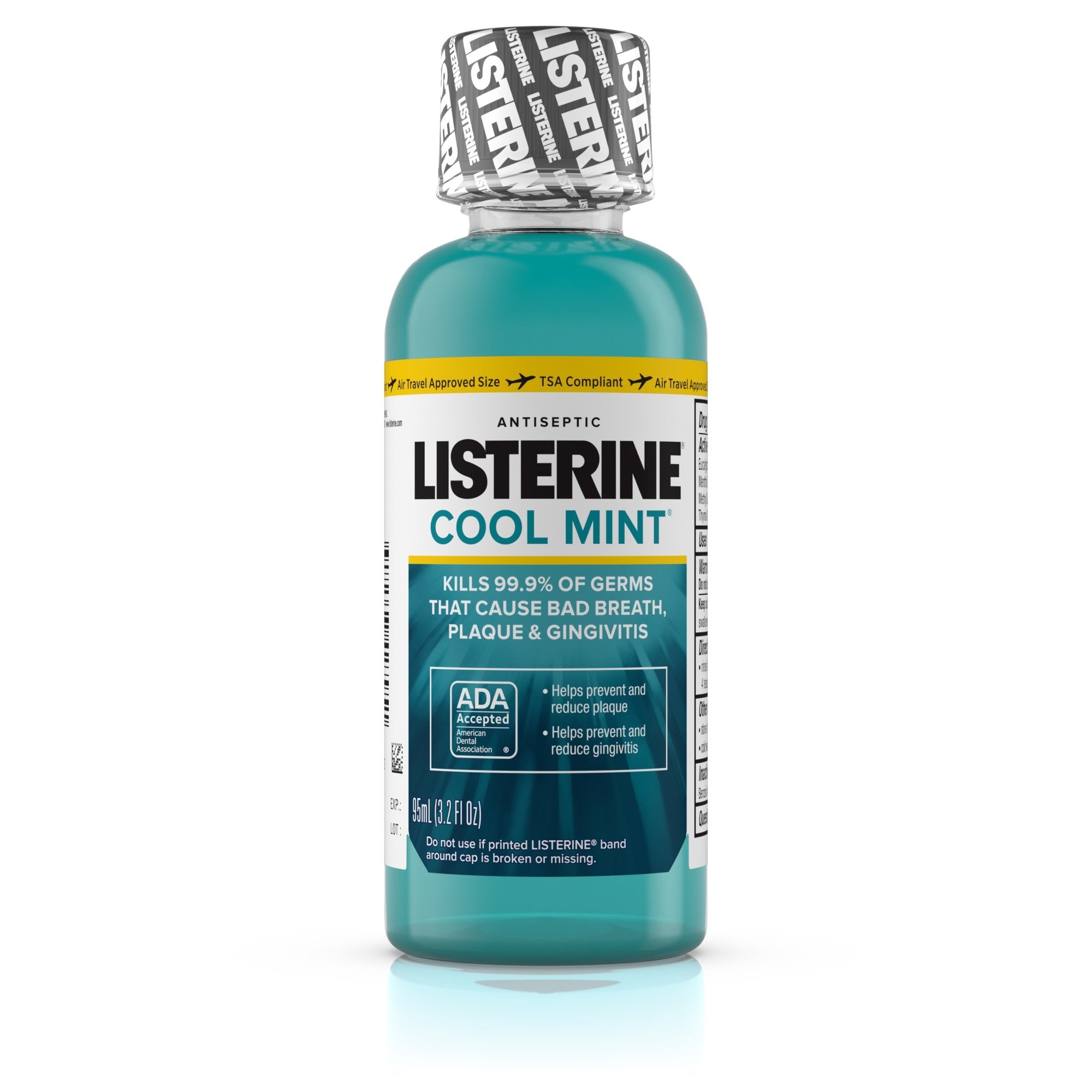 Listerine Cool Mint Antiseptic Mouthwash, 3.2 oz. Bottle-Mouthwash Listerine 3.2 oz. Cool Mint Flavor