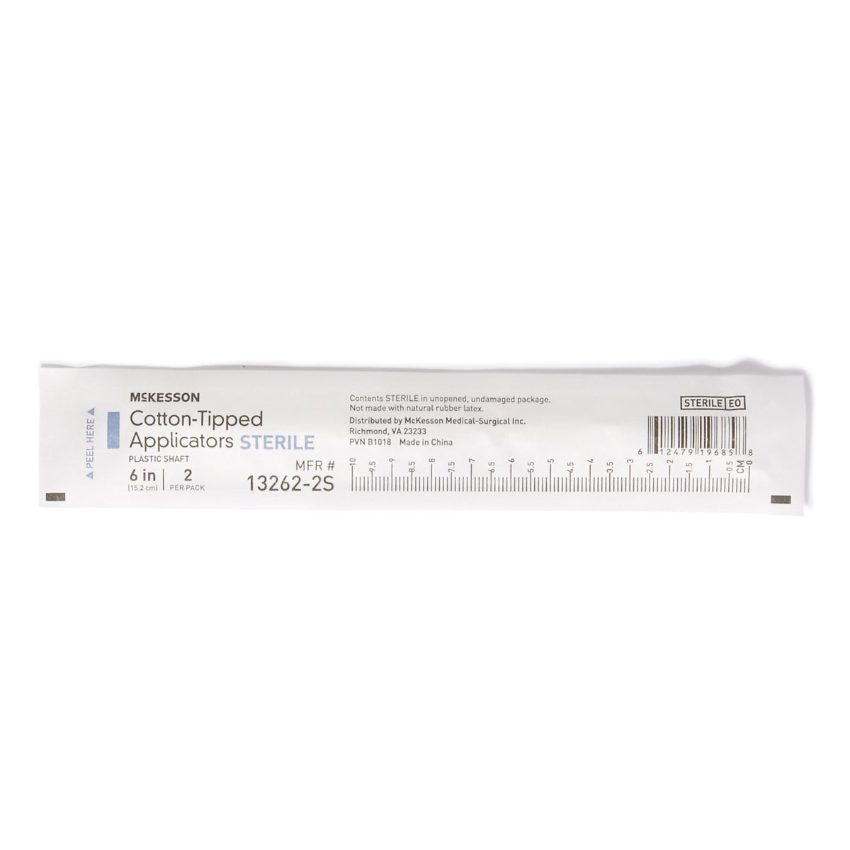 McKesson Swabstick, 6-Inch Length-Swabstick McKesson Cotton Tip Plastic Shaft 6 Inch Sterile 2 per Pack