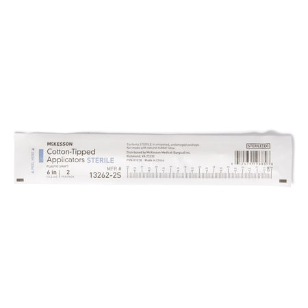 McKesson Swabstick, 6-Inch Length-Swabstick McKesson Cotton Tip Plastic Shaft 6 Inch Sterile 2 per Pack