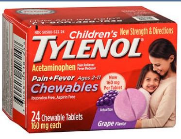 Tylenol® Children's Pain + Fever Acetaminophen 160 mg Chewable Tablets Grape - Pharmaceuticals>Over the Counter>Pain Relie...
