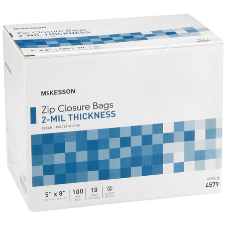 McKesson Zip Closure Bag, 5 x 8 Inch-Reclosable Bag McKesson 5 X 8 Inch Polyethylene Clear Zipper Closure