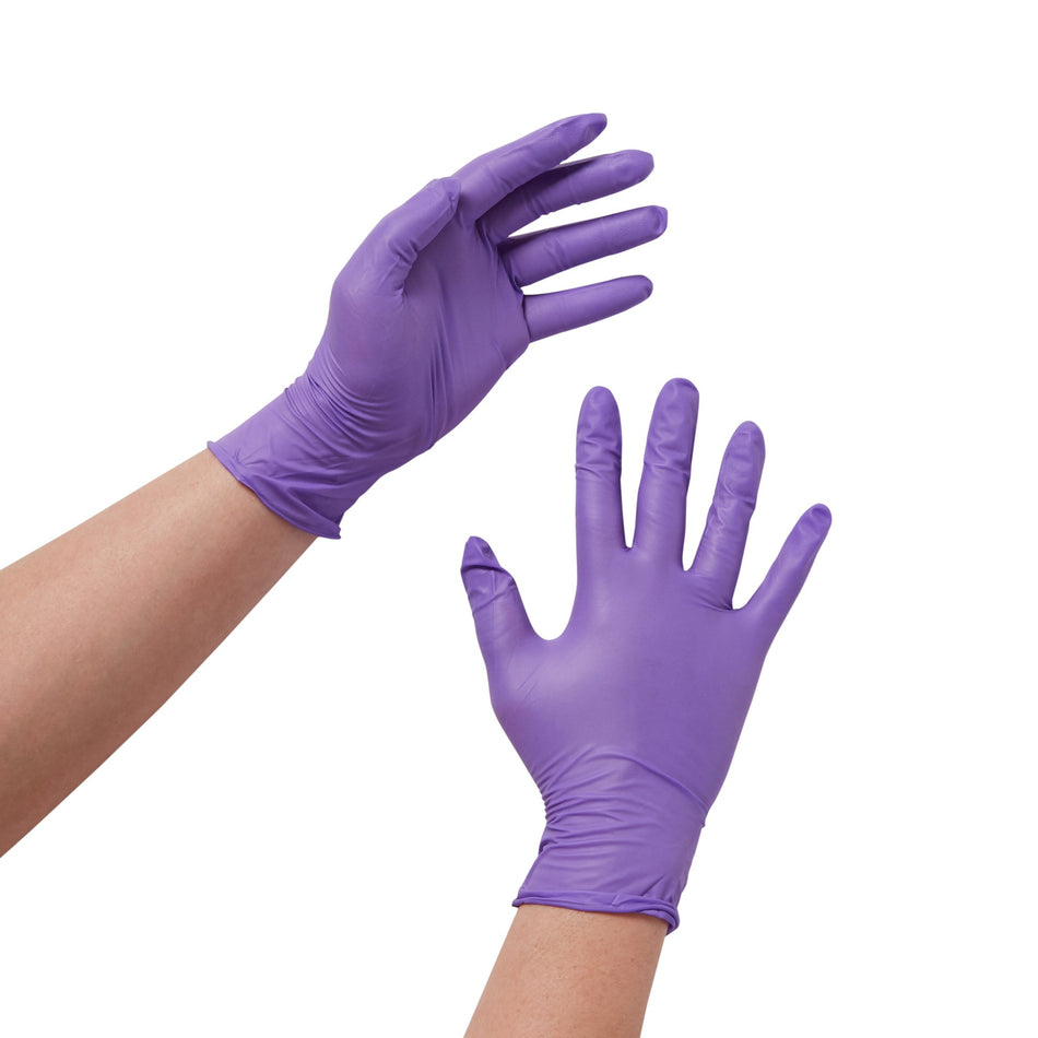 Purple Nitrile Exam Glove, Medium-Exam Glove Purple Nitrile Medium NonSterile Nitrile Standard Cuff Length Textured Fingertips Purple Chemo Tested