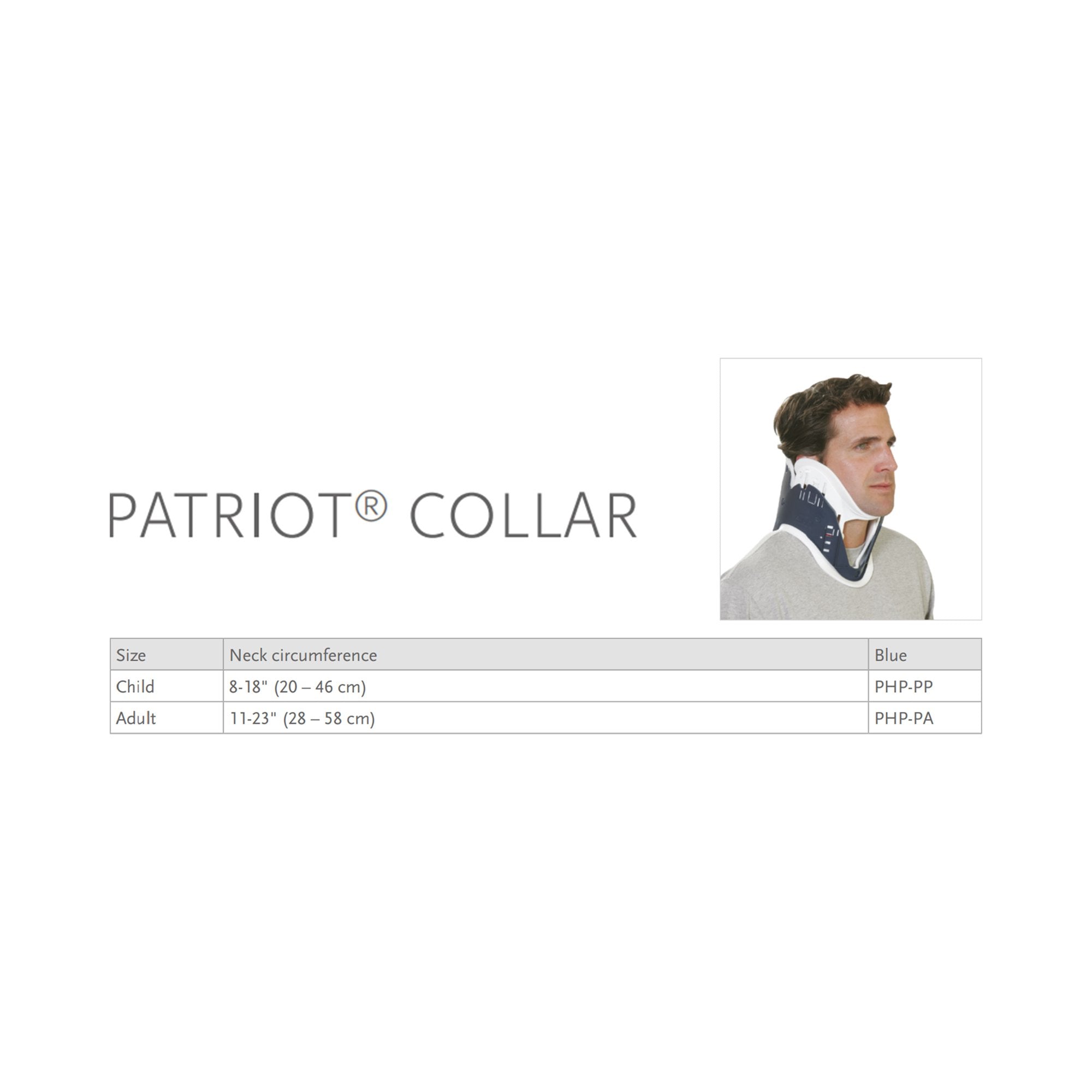 Ossur Patriot Extrication Cervical Collar, One Size Fits Most-Extrication Cervical Collar Ossur Patriot Preformed Adult One Size Fits Most One-Piece / Trachea Opening Adjustable Height 11 to 23 Inch Neck Circumference