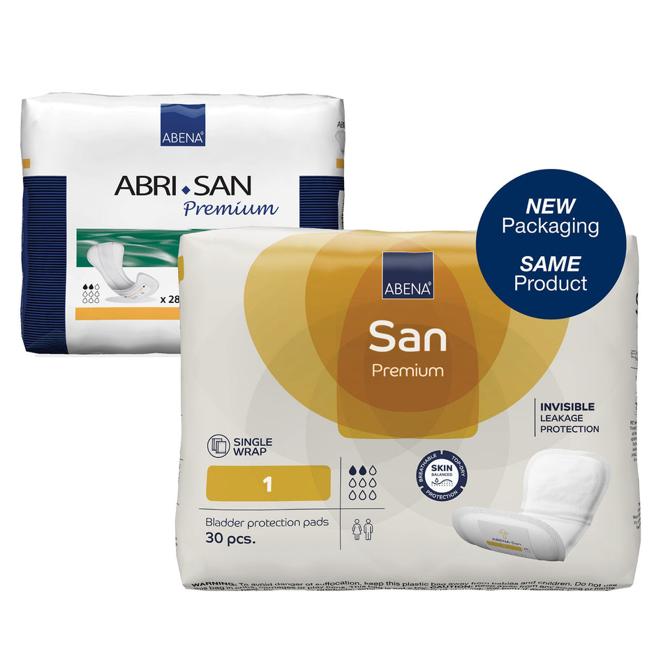 Abri-San Premium 1 Bladder Control Pad, 9-Inch Length-Bladder Control Pad Abri-San Premium 9 Inch Length Light Absorbency Fluff / Polymer Core Level 1