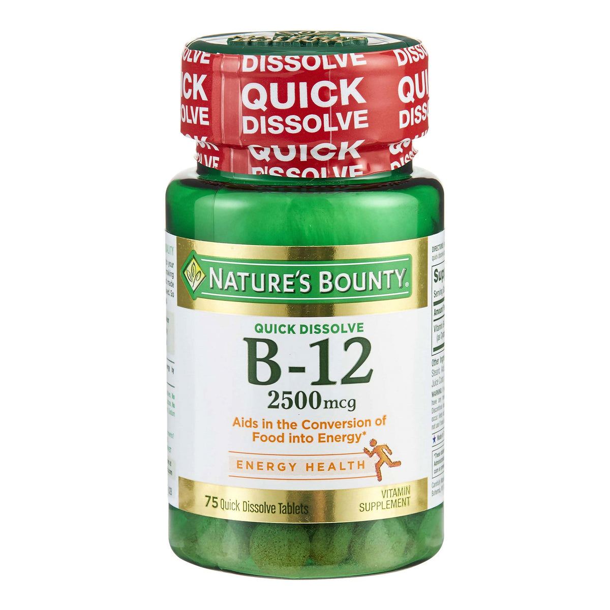 Nature's Bounty B-12 Vitamin Supplement-"Vitamin Supplement Nature's Bounty Vitamin B12 2,500 mcg Strength Tablet 75 per Bottle"