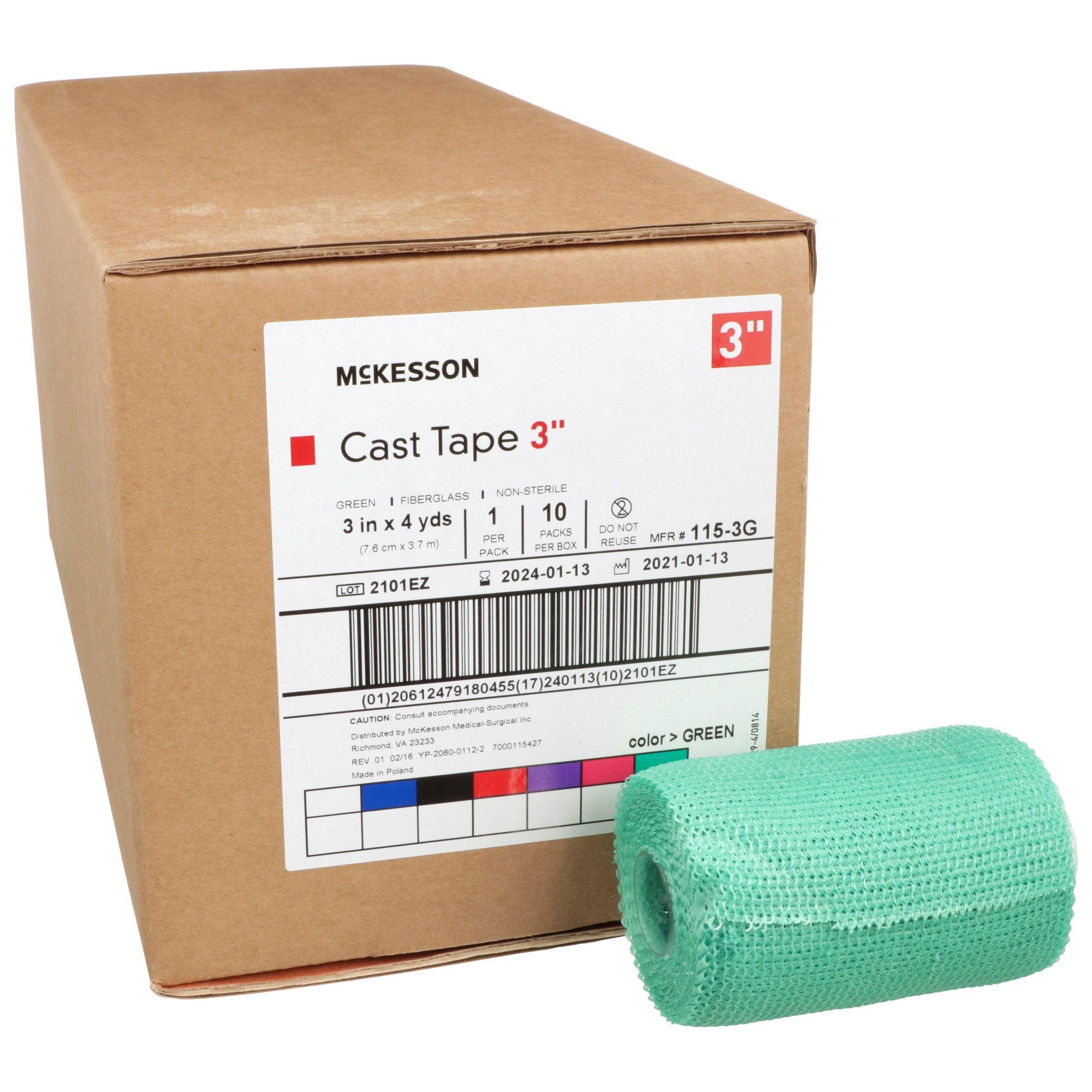 McKesson Green Cast Tape, 3 Inch x 4 Yard-Cast Tape McKesson 3 Inch X 12 Foot Fiberglass Green