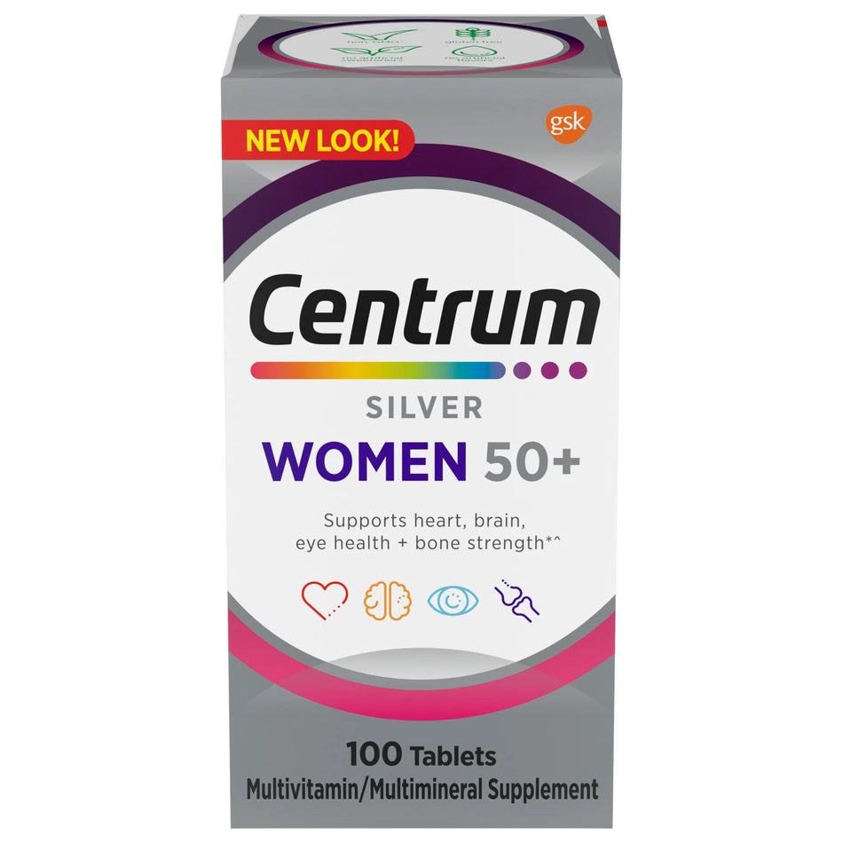Centrum Silver Women 50+ Multivitamin/Multimineral Tablets-Multivitamin Supplement Centrum Silver Women 50+ Tablet 100 per Bottle