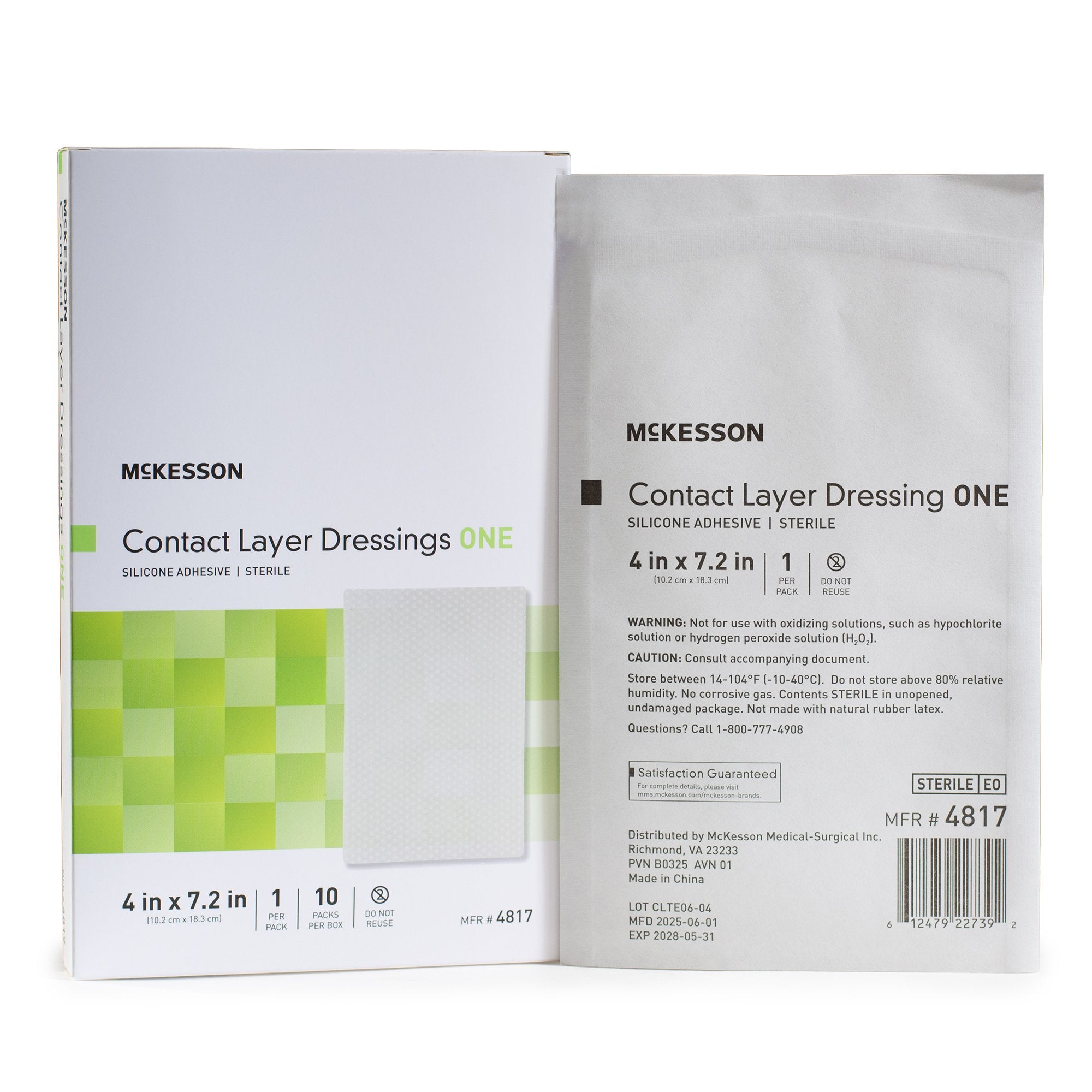 McKesson Silicone Wound Contact Layer Dressing, 4 x 7-2/5 Inch-Wound Contact Layer Dressing McKesson 4 X 7.2 Inch Sterile