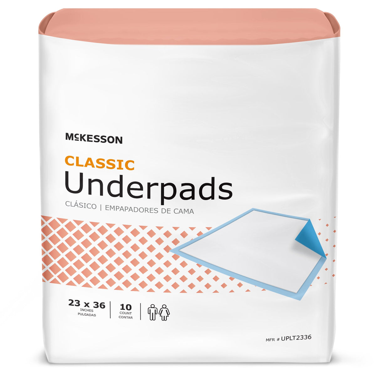 McKesson Classic Plus Light Absorbency Underpads, 23 x 36 Inch-Disposable Underpad McKesson Classic Plus 23 X 36 Inch Fluff Mat Light Absorbency