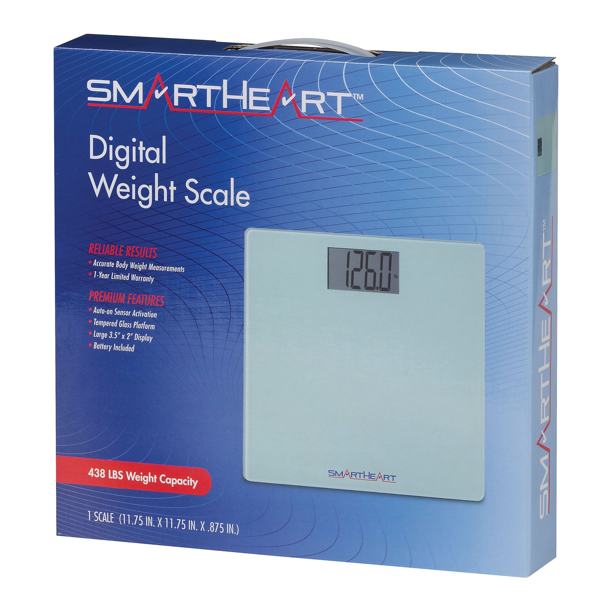 SmartHeart Digital Scale, Bathroom Floor Body Scale, 438 lbs Capacity-Floor Scale SmartHeart Digital Display 438 lbs. / 199 kg Capacity Gray Battery Operated