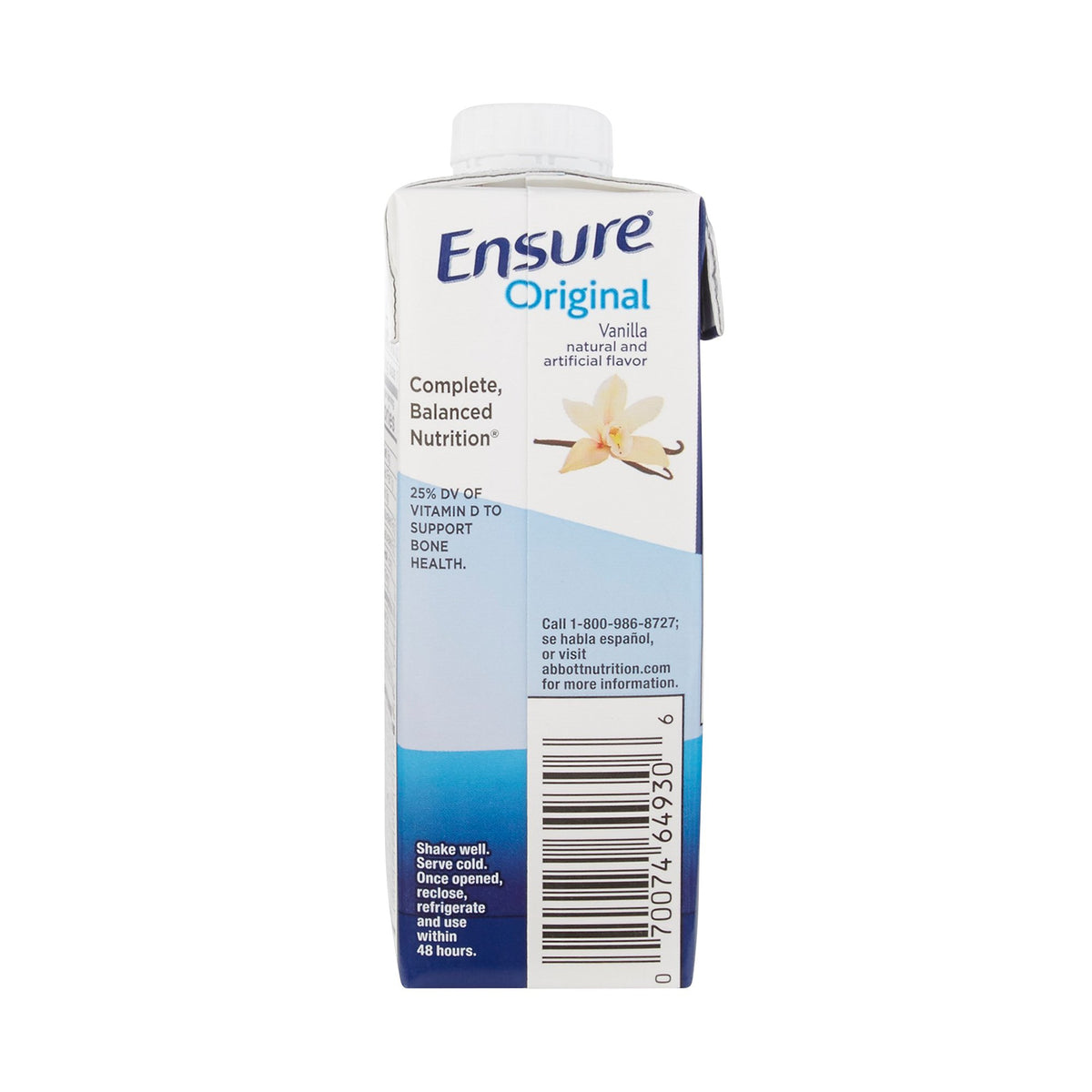 Ensure Original Therapeutic Nutrition Shake, Vanilla, 8-ounce carton-Oral Supplement Ensure Original Therapeutic Nutrition Shake Vanilla Flavor Liquid 8 oz. Reclosable Carton