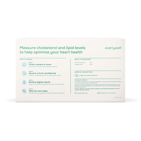 Everlywell Cholesterol / Lipids Test-Blood Collection and Transport Kit Everlywell Collection Cassette / Blood Sample Return Bag Sterile