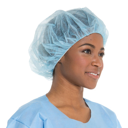 Halyard Bouffant Cap, X-Large, Blue-Bouffant Cap Halyard X-Large Blue Elastic Closure
