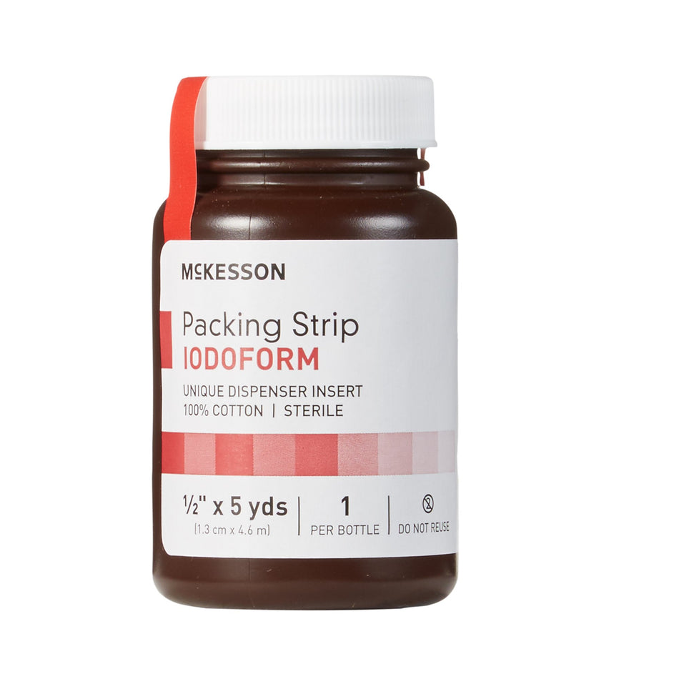 McKesson Iodoform Wound Packing Strip, Inch x 5 Yard-Wound Packing Strip McKesson Iodoform 1/2 Inch X 5 Yard Sterile Antiseptic
