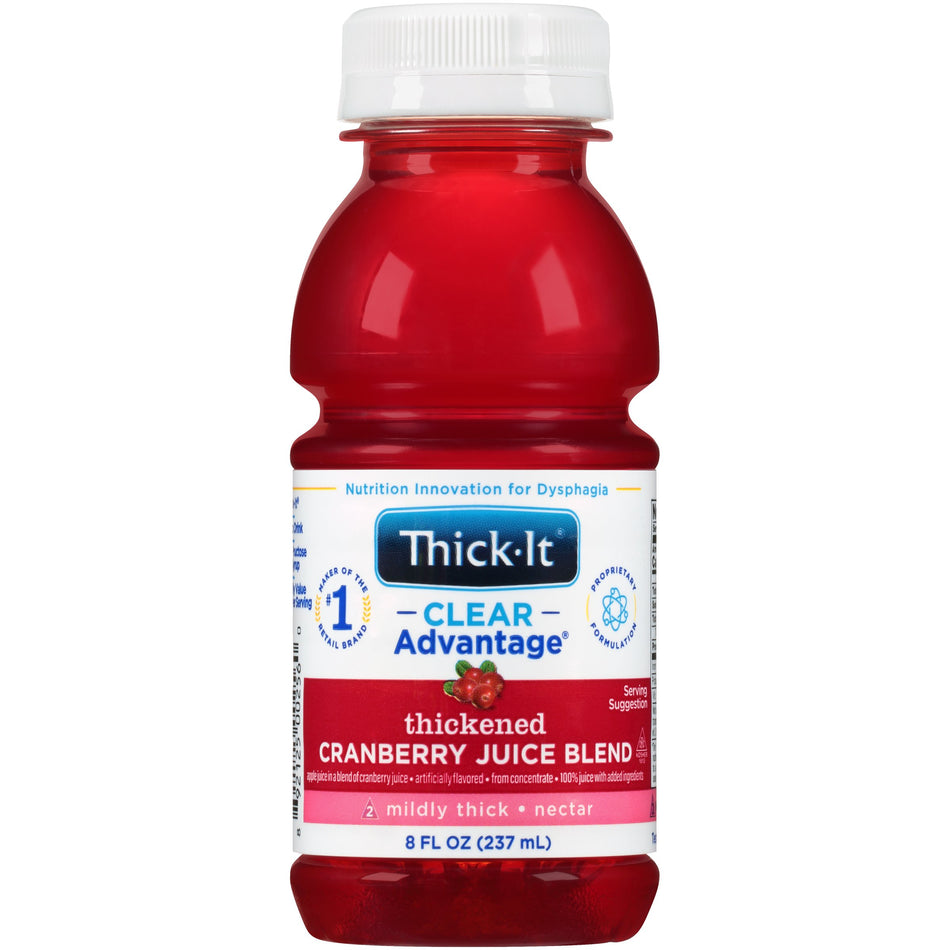 Thick-It Clear Advantage Nectar Consistency Cranberry Thickened Beverage, 8 oz. Bottle-Thickened Beverage Thick-It Clear Advantage 8 oz. Bottle Cranberry Flavor Liquid IDDSI Level 2 Mildly Thick
