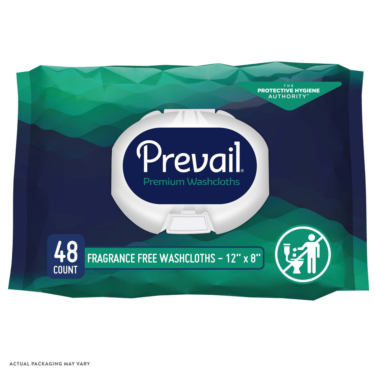 Prevail Adult Washcloths, Soft Pack, Aloe, Vitamin E, 12" x 8"-Personal Cleansing Wipe Prevail Soft Pack Unscented 48 Count