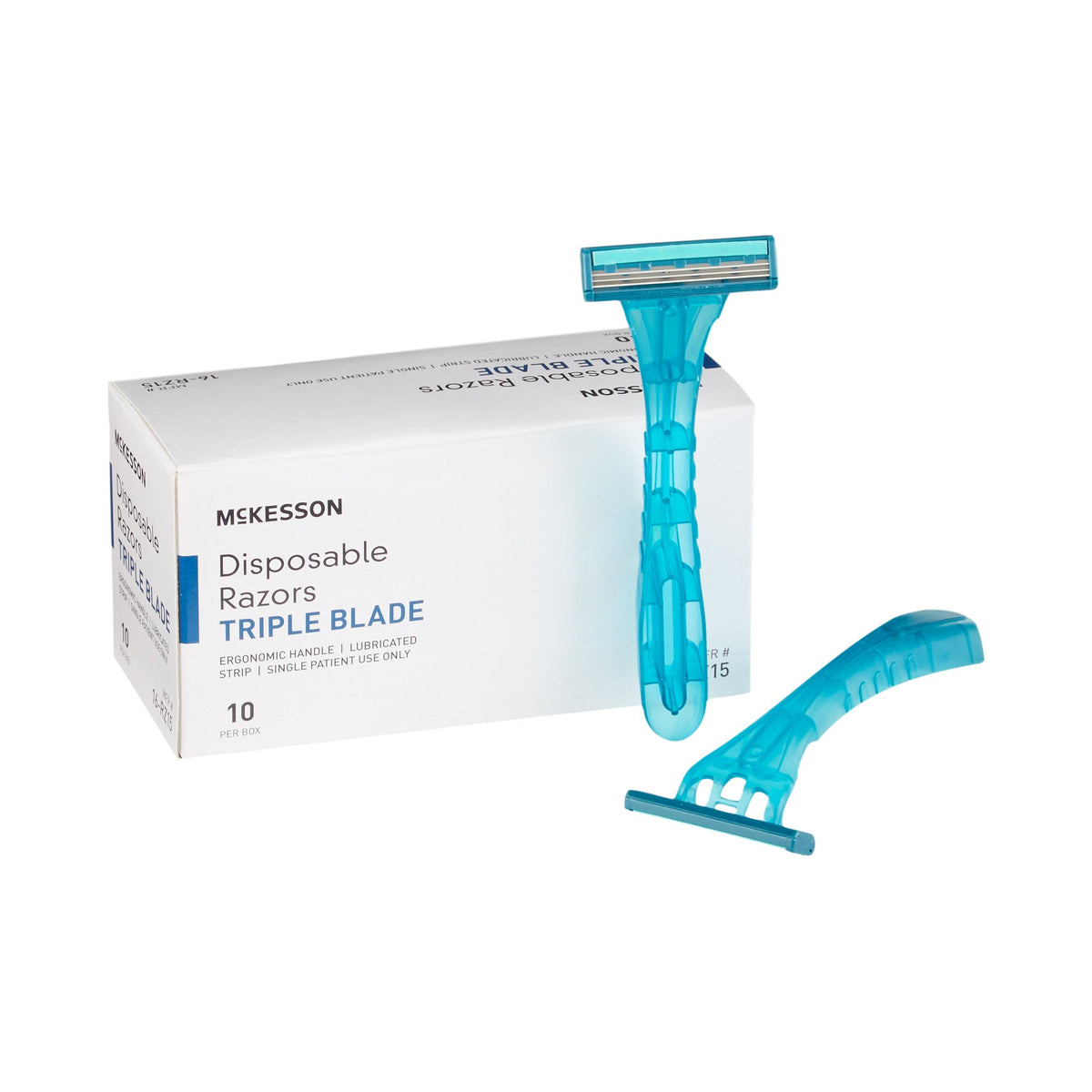 McKesson Triple Blade Disposable Razors-Personal Razor with Lubricating Strip McKesson Single Edge Triple Blade NonSterile Disposable