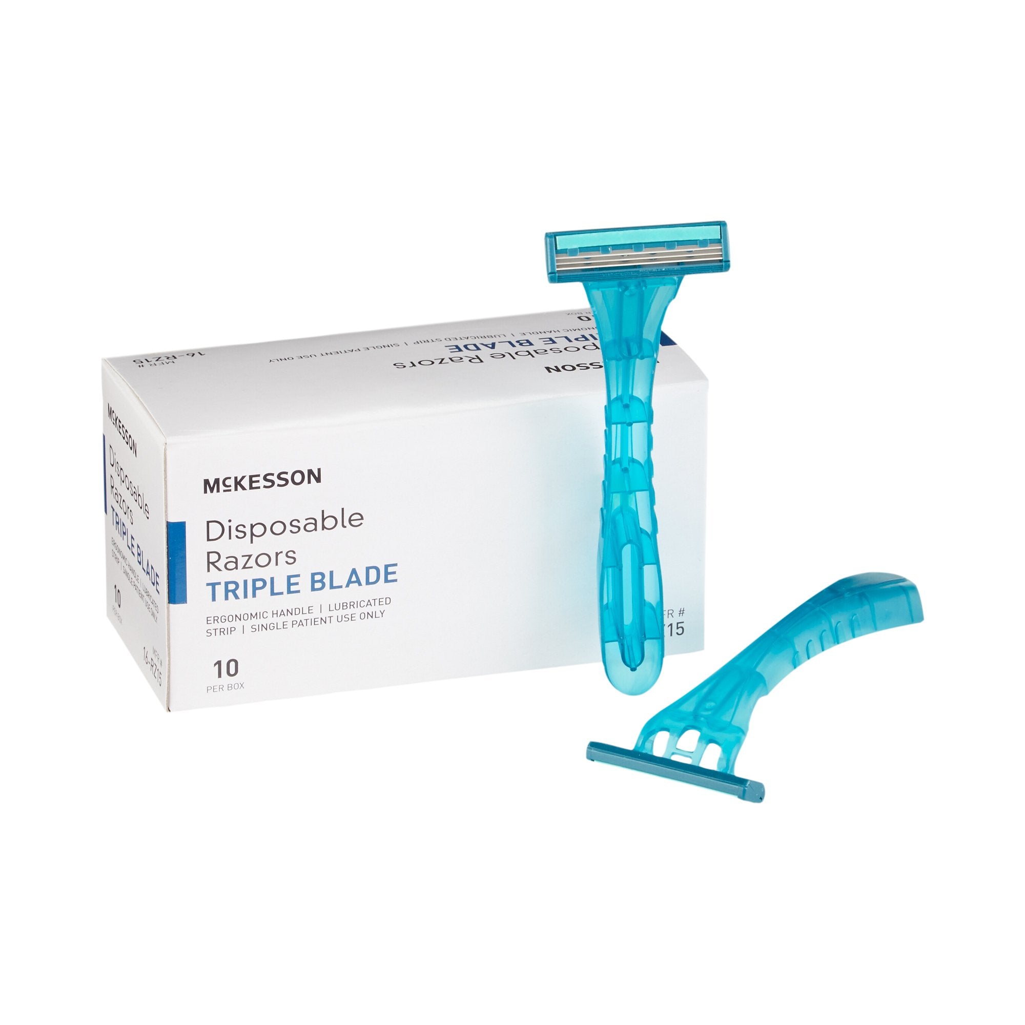 McKesson Triple Blade Disposable Razors-Personal Razor with Lubricating Strip McKesson Single Edge Triple Blade NonSterile Disposable