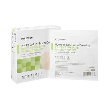 McKesson Silicone Gel Adhesive without Border Silicone Foam Dressing, 7 x 7 Inch Sacral-Foam Dressing McKesson 7 X 7 Inch Without Border Film Backing Silicone Gel Adhesive Sacral Sterile