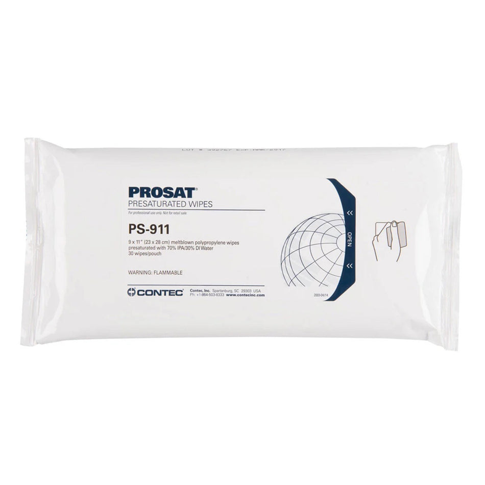 Prosat Presaturated Wipes, 9 x 11 in.-PROSAT Surface Disinfectant Cleaner Premoistened Cleanroom Manual Pull Wipe 30 Count Pouch Alcohol Scent NonSterile