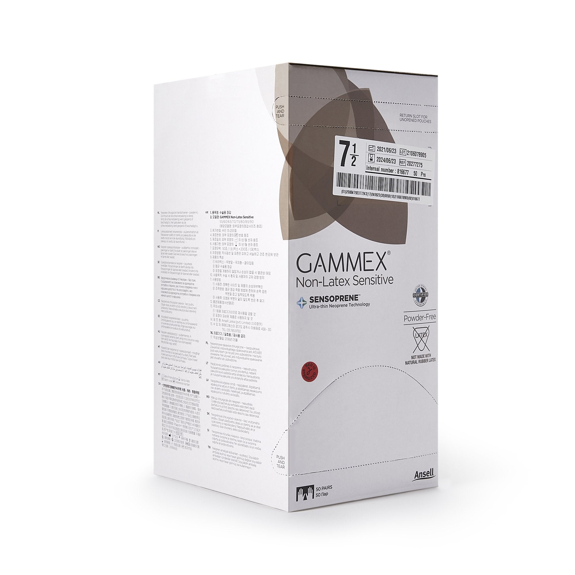 Gammex® Non-Latex Sensitive Polychloroprene Surgical Glove, Size 7-1/2, Cream - Gloves>Surgical Gloves - Ansell
