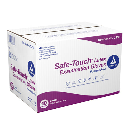 Safe-Touch� Latex Exam Glove, Large, Ivory-Exam Glove Safe-Touch� Large NonSterile Latex Standard Cuff Length Fully Textured Ivory Not Rated